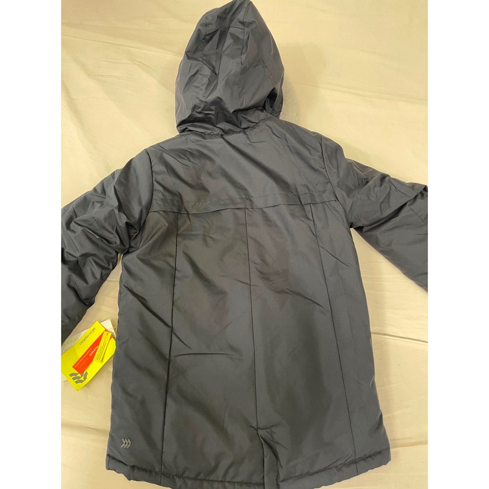 All in Motion Kids Black Sherpa Lined Parka Jacket Faux Fur Hood Size M 8